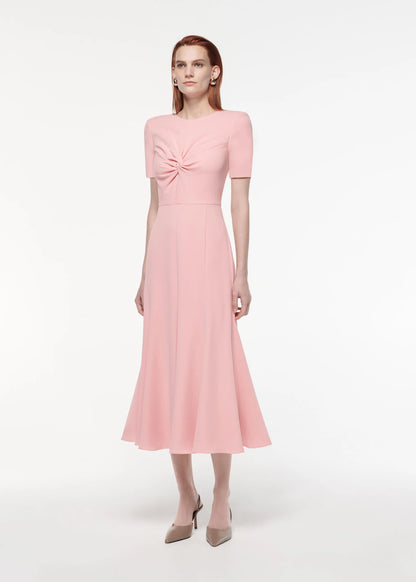 RM Short Sleeve Light Cady Midi Dress Twist Light Pink