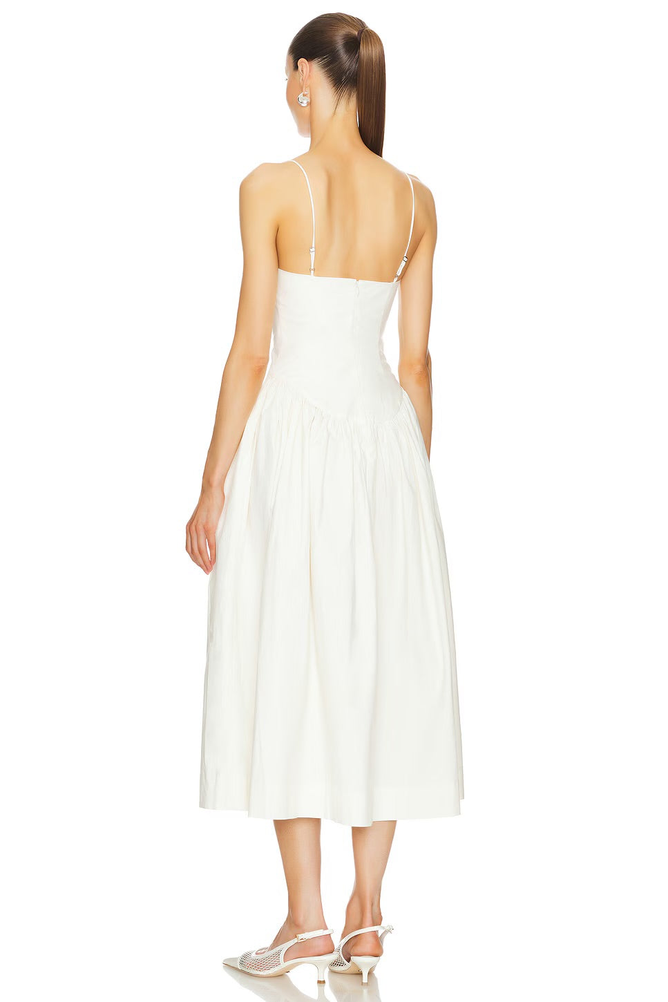 LA Marianna Thierry Stretch-Cotton Midi Dress in Cream