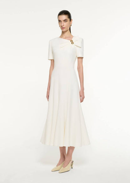RM Bow Drape Light Cady Midi Dress