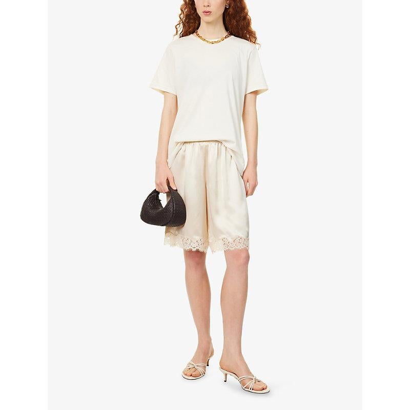 Clara Silk Lace-trim Bermuda Long Shorts