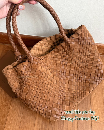 TR Ruth Small Woven Lambskin Leather & Calfskin Suede Tote Bag