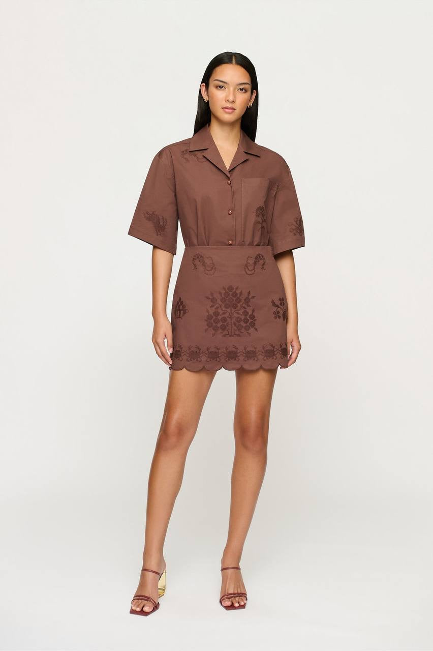 CLE Walter Embroidered Shirt | Darcy Mini Skirt | Cotton Set