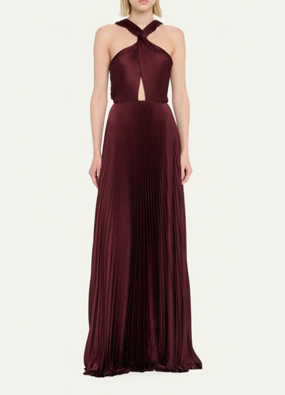 ALC Athena Pleated Halter A-Line Maxi Dress