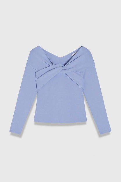 TF Sculpt Knit Lucila Long Sleeve Top in Pale Blue