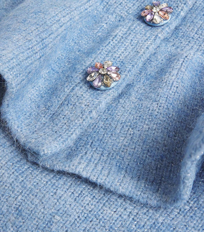SP Blue Knitted Peplum Midi Dress
