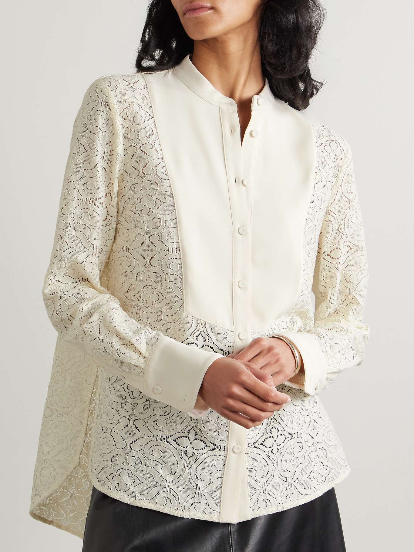 VB Naya Embroidered Cotton-Blend Shirt Top