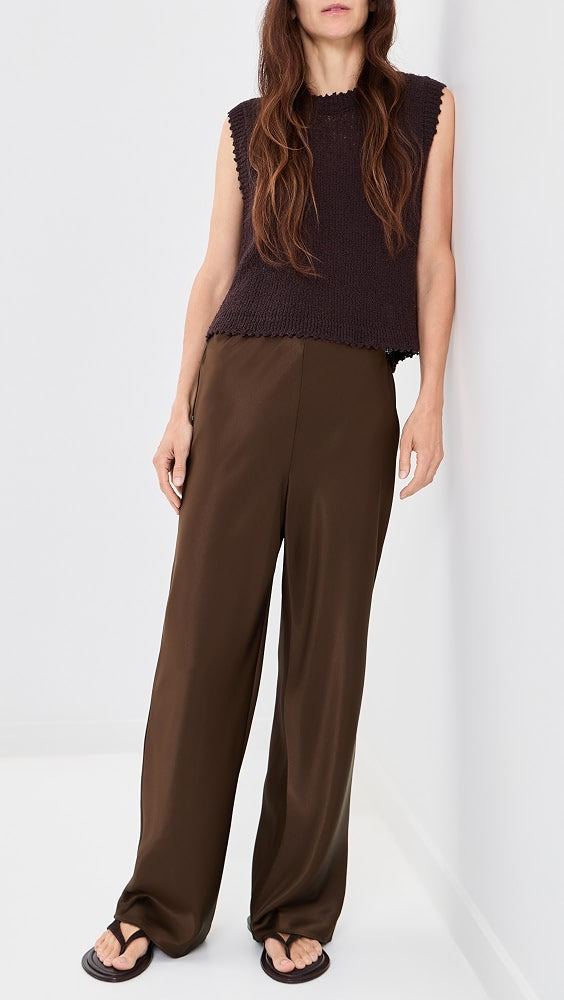 5 Colors! Ref Gale Satin Mid Rise Bias Pant