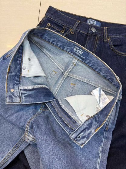 RL Straight Leg Cotton Denim Jeans with Pony Embroidered Pocket