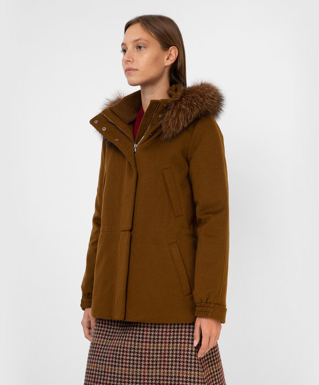LP Icery Cashmere Short Jacket with Fox Fur Trim