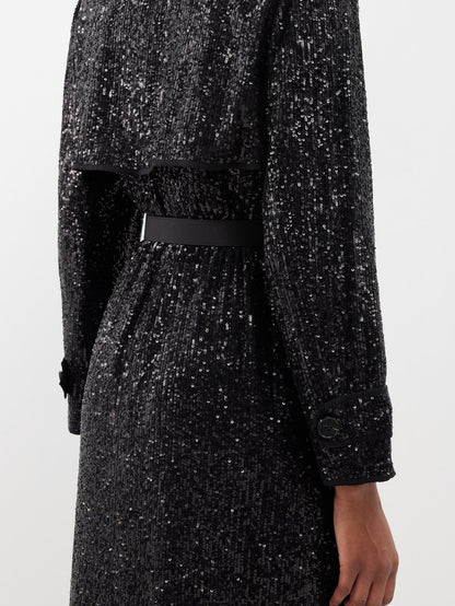 SP Black Sequin Trench Coat