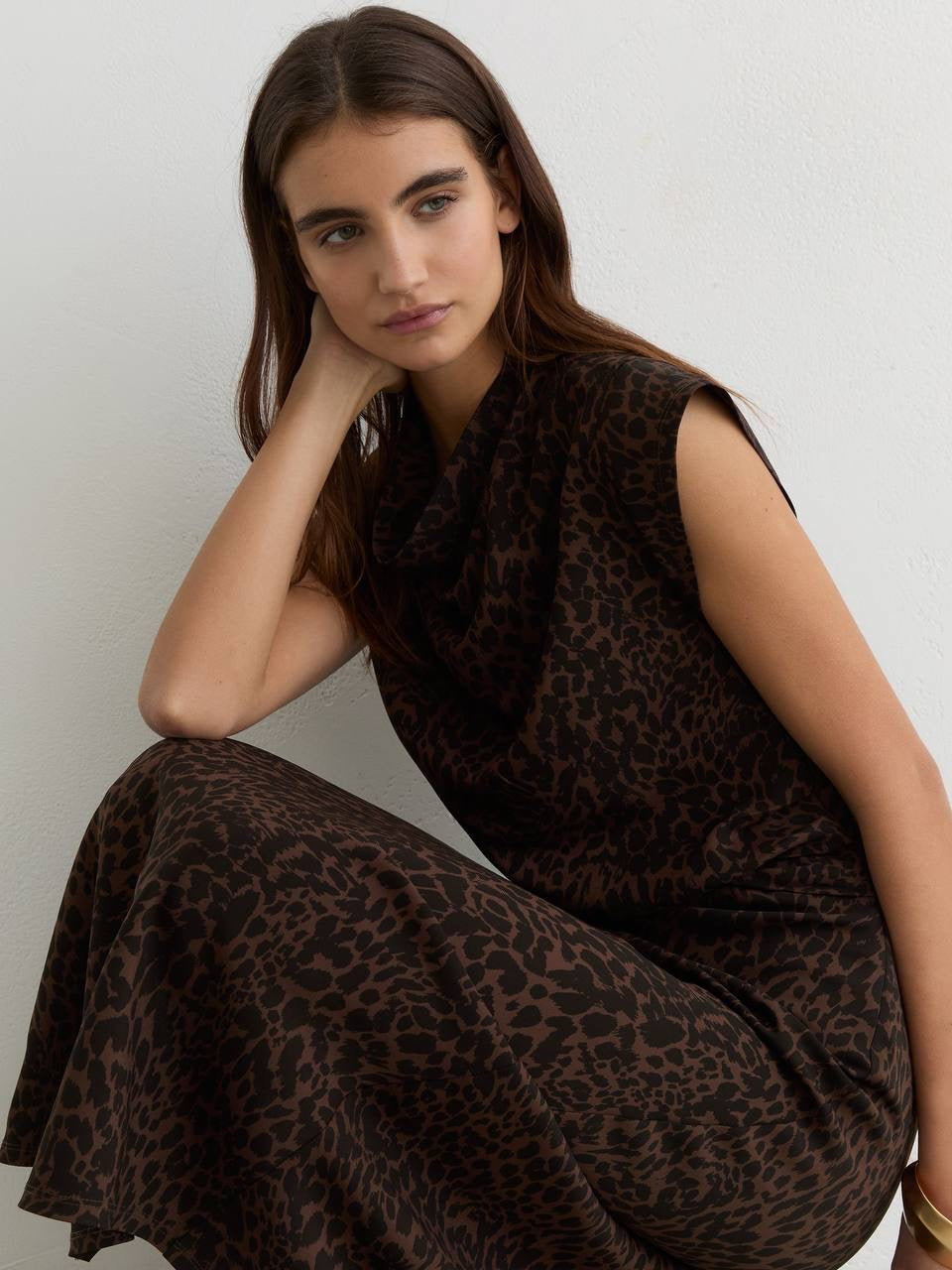 RS Harlie Animal-Print Draped Viscose-blend Jersey Midi Dress