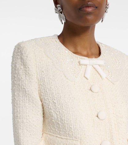 Cream Boucle Lace Collar Jacket | Mini Skirt