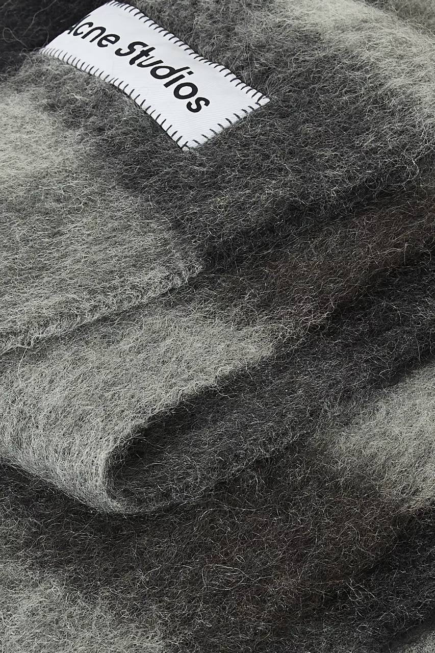 4 Colors! AC Checked Alpaca-Wool-Mohair blend Fringed Scarf