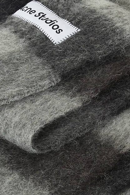 4 Colors! AC Checked Alpaca-Wool-Mohair blend Fringed Scarf