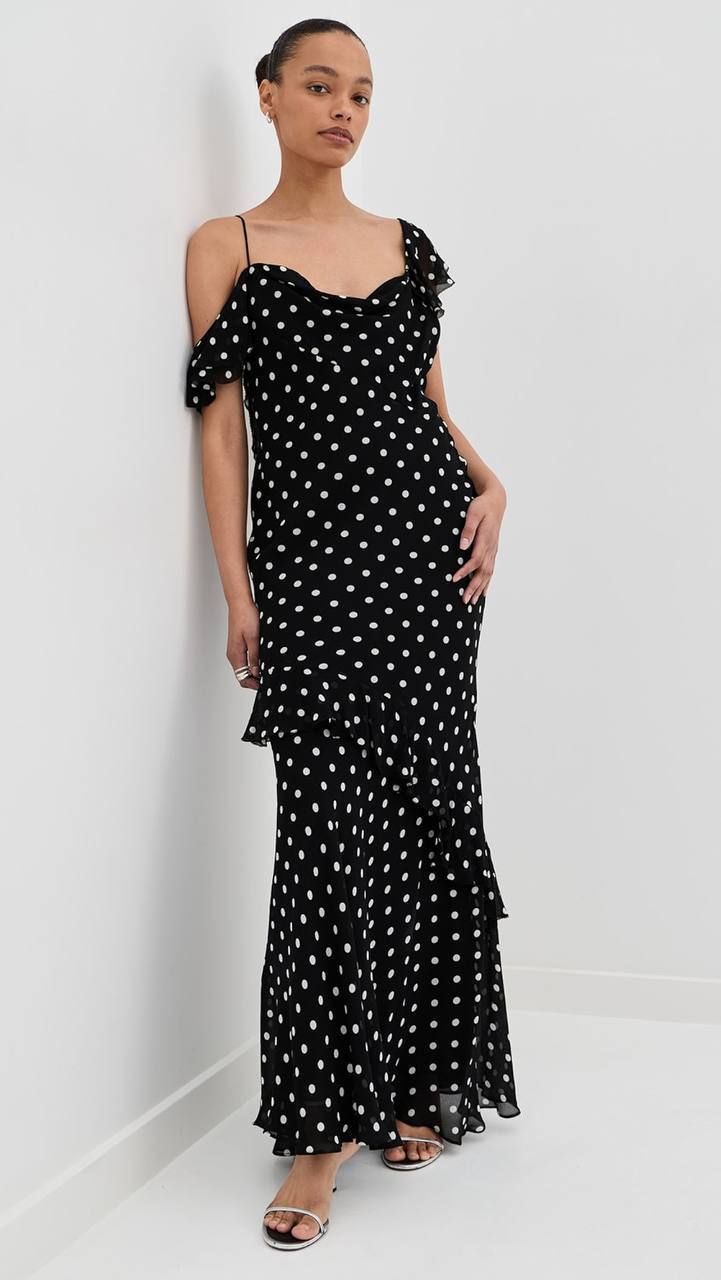 SP Polka Dot Georgette Ruffle Dress