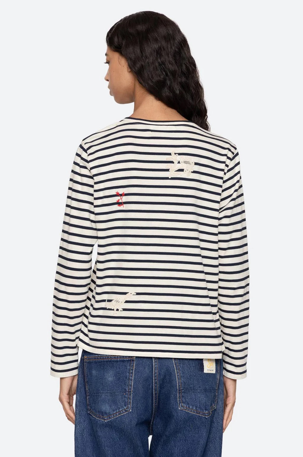 SE Athena Solid Cotton Jersey Striped Long Sleeve Shirt