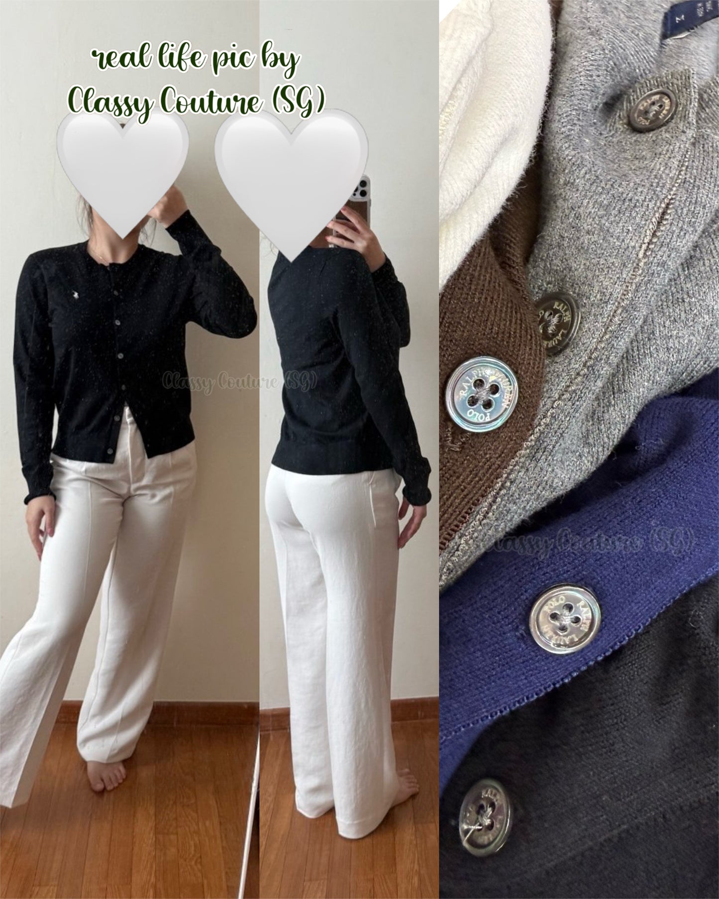 5 Colors! RL Pima Stretch-Cotton Long Sleeve Crewneck Cardigan