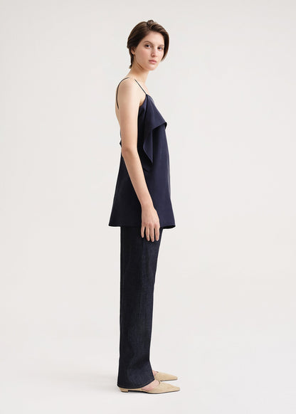 TOT Draped Silk Cami Top | Midi Dress in Navy