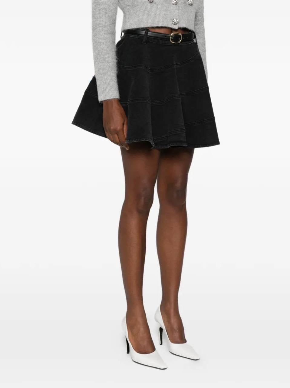 SP Flared Denim Mini Skirt in Black