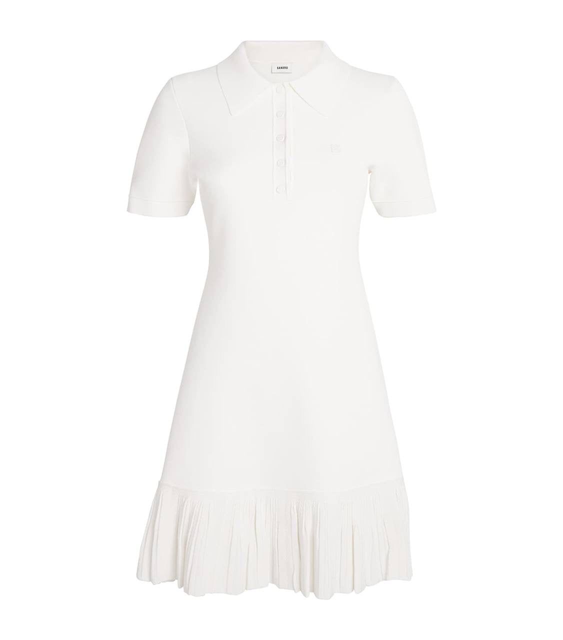 SD White Knitted Polo Mini Dress