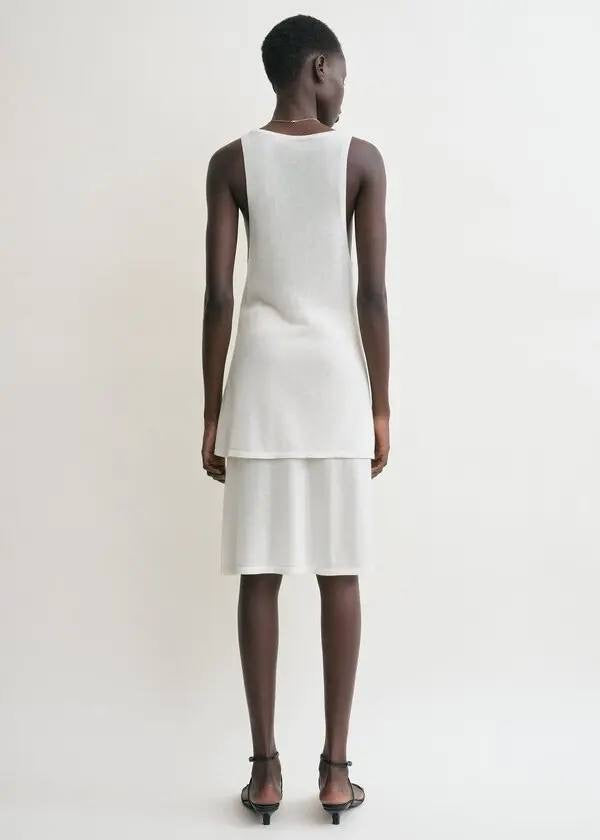 Tot Short Lyocell-Cashmere Fine Knit Mini-Midi Skirt