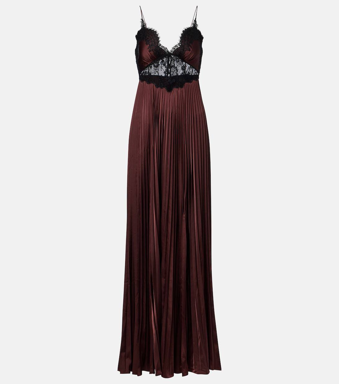 SP Brown Satin Lace Insert Maxi Dress