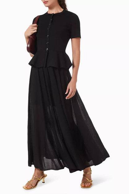 SD Knitted Peplum Viscose-blend Midi Maxi Dress