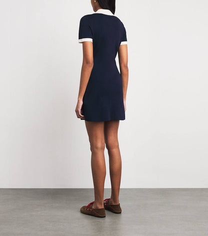 MJ Contrast Trim Polo Cotton-blend Mini Dress
