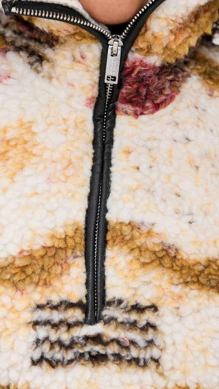 IM Marner Patterned Wool-blend Fleece Quarter-zip Pullover Coat