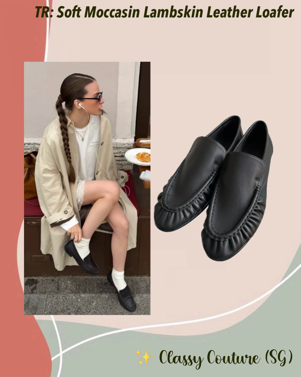 TR Soft Moccasin Lambskin Leather Loafer Shoes in Black