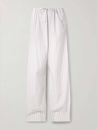 TR Hypnosta Striped Cotton Poplin Wide Leg Pants