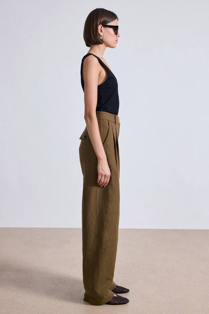 AA Mirabelle Wool-Linen High Waist Trousers Pants