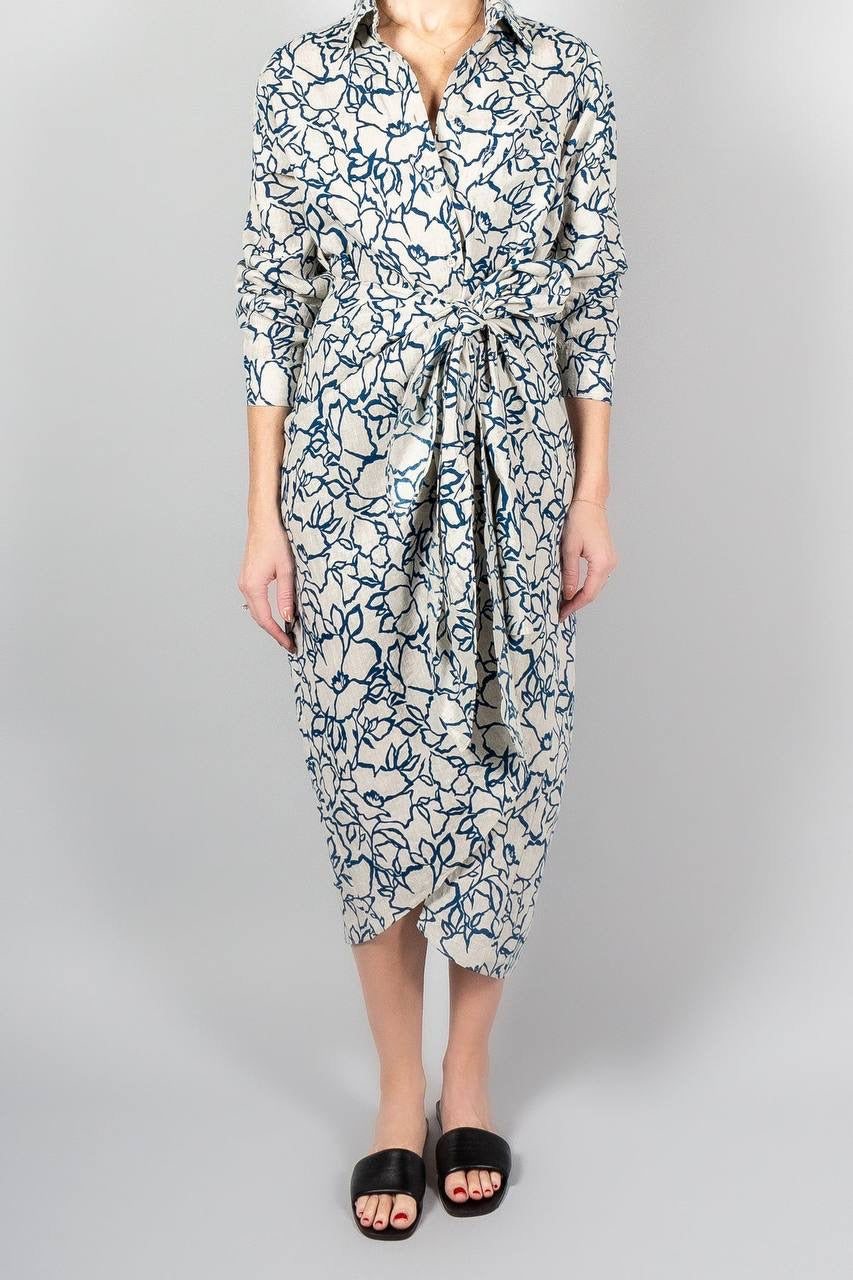 AA Alessandra Sarong Linen Midi Dress Shirtdress