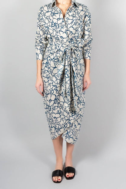 AA Alessandra Sarong Linen Midi Dress Shirtdress