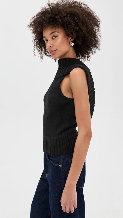 CG Chen Cowl Neck Wool-Cotton Blend Top