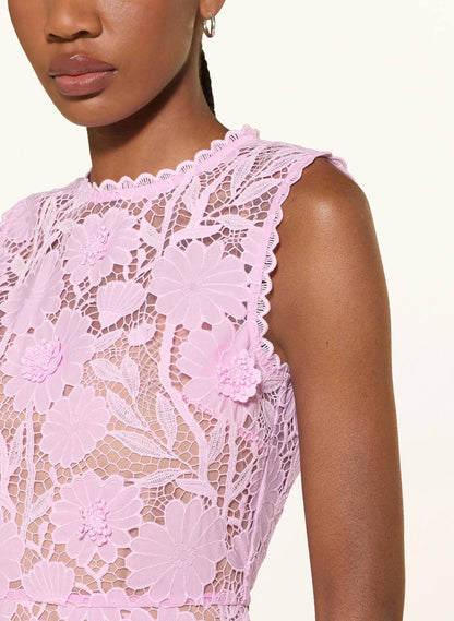 SP Pink Embroidered Floral Lace Mini Dress