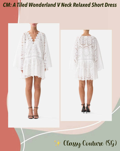 CM A Tiled Wonderland V Neck Relaxed Short Dress