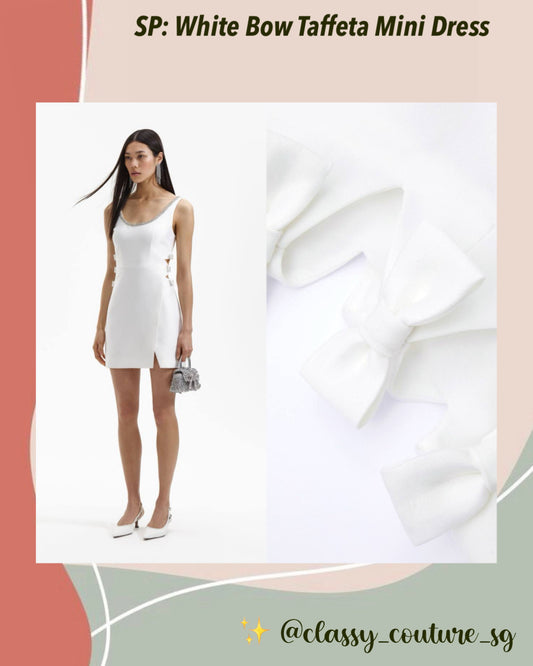 SP White Bow Taffeta Mini Dress