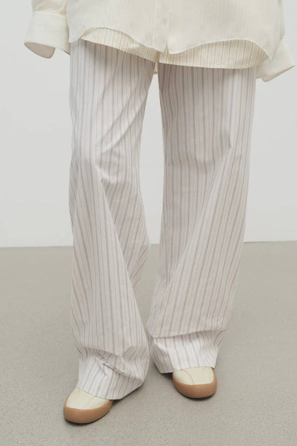 TR Hypnosta Striped Cotton Poplin Wide Leg Pants