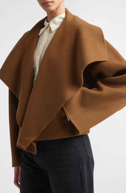 3 Colors! Tot Signature Cropped Double Face Wool Jacket Coat