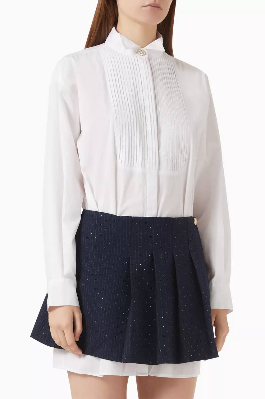 MJ Embellished Mini Shirtdress in Cotton