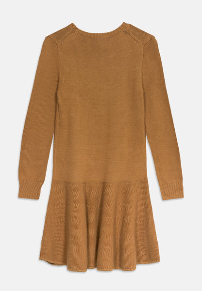 (2Y-20Y) Kid's/Women’s Cotton Intarsia Knit Bear & Dog Jumper Mini Dress