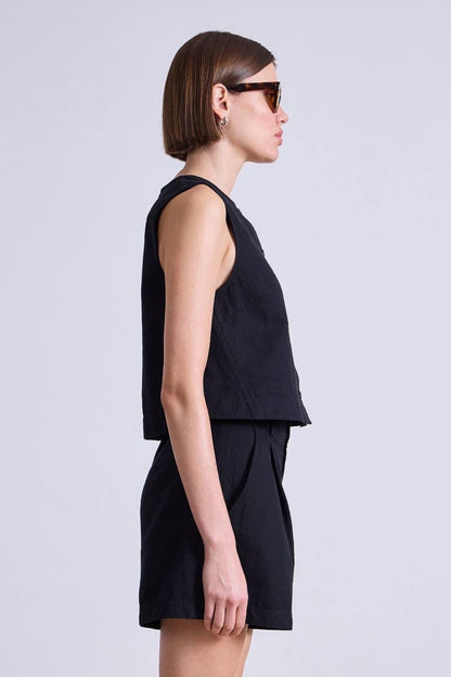 AA Godet Sleeveless Tank Top | Bari Shorts | Linen-Cotton Set