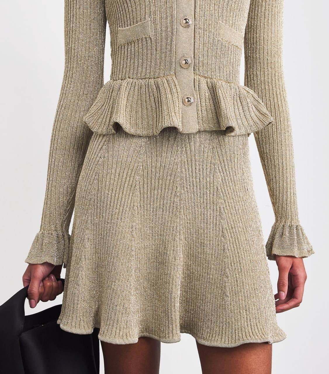 SP Gold Lurex Peplum Mini Dress