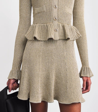 SP Gold Lurex Peplum Mini Dress