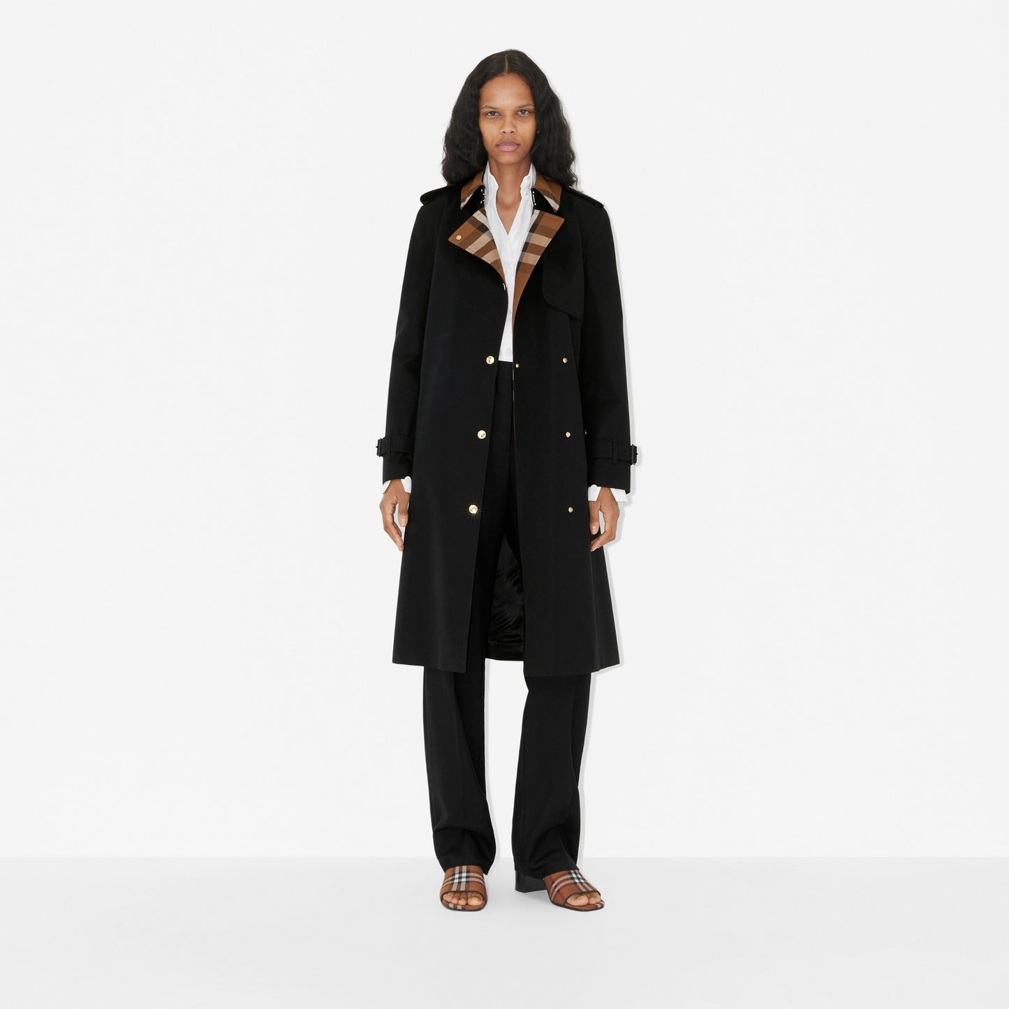 BBR Check Panel Cotton Gabardine Trench Coat