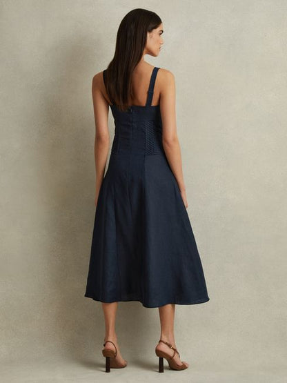 RS Etta Linen Corset Midi Dress