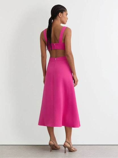 RS Dina Waisted Cut-Out Twill Midi Dress