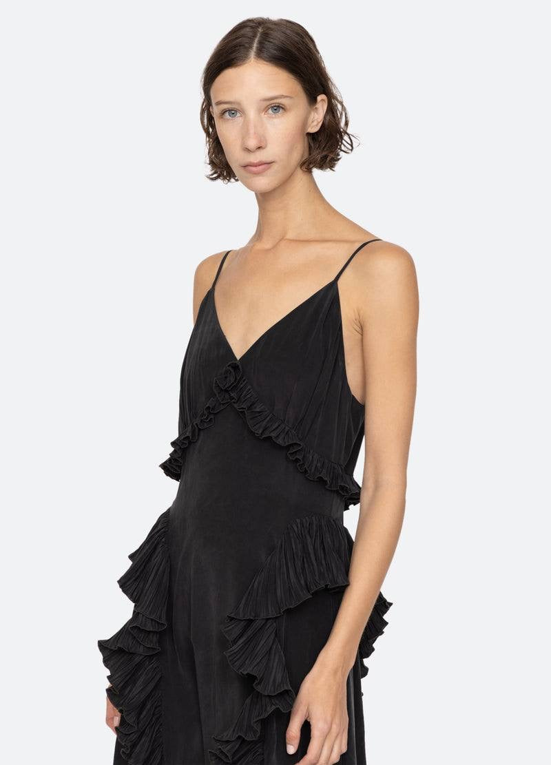 SE Delilah Chiffon Ruffle Midi Maxi Dress