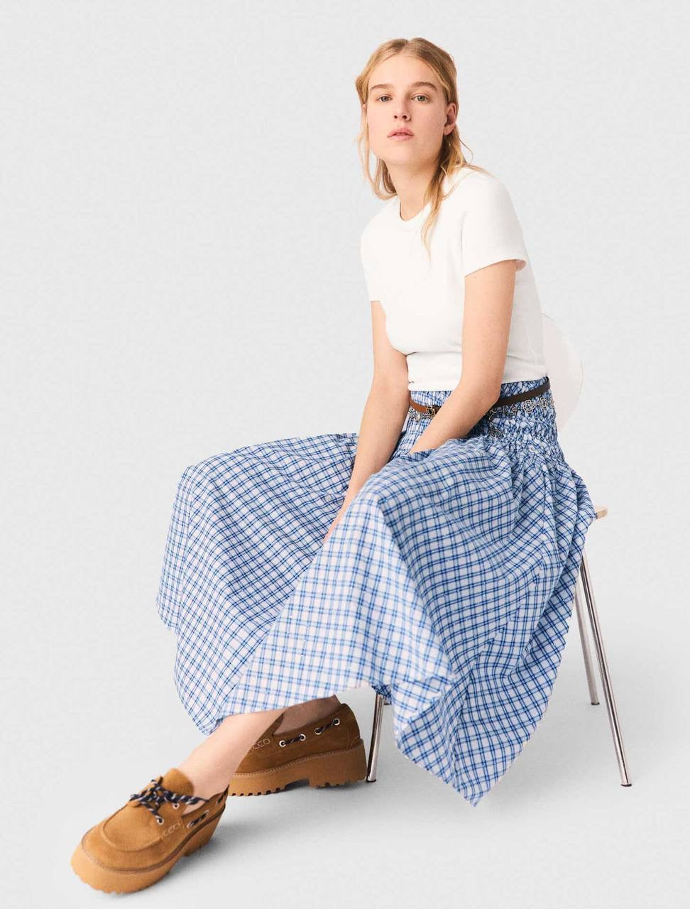 MJ Lunamimi Smocked Crop Top | Jomimi Midi Skirt | Rhinestone-embellished Gingham Cotton Set